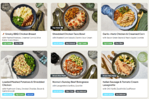 Meal delivery service box for convenient healthy meals.