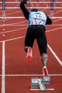 Sprinter accelerating during race